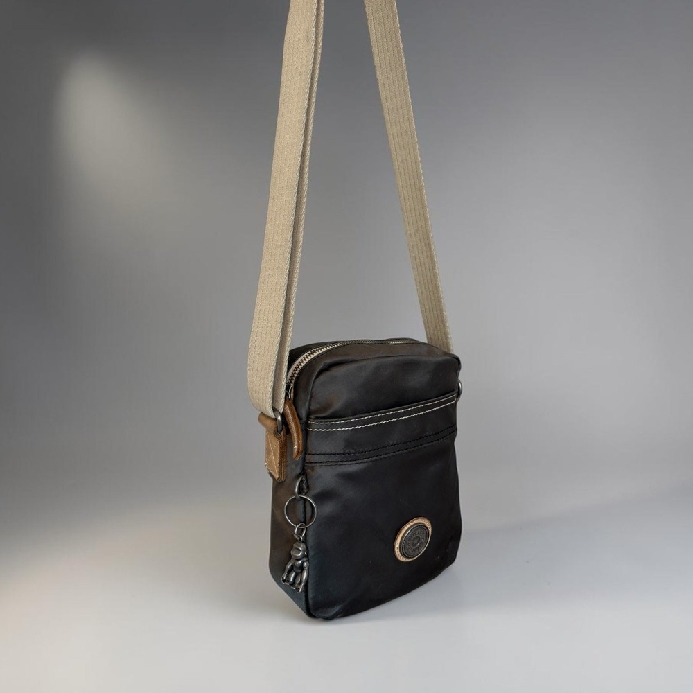 Kipling Hisa Dark Brown Nylon Crossbody Messenger Bag +Monkey Keychain Charm
